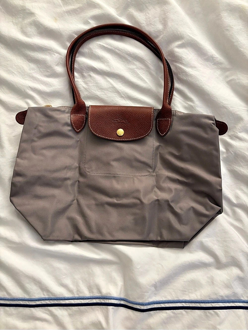 Longchamp Original Long Handle Tote Bag Gray & Brown